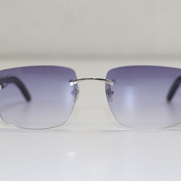 Cartier C Decor Wood Rimless Sunglasses Silver purple Gradient - Picture 12 of 13